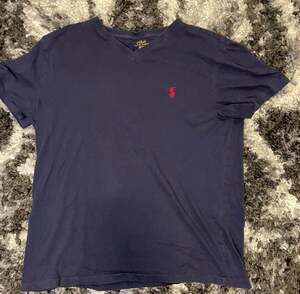 Polo Ralph Lauren Men's Classic Fit Jersey V-Neck T-Shirt Navy Blue Red Pony Siz